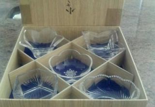 Hoya Crystal Made in Japan/dessert Dishes/5/full set/BOXED/BLACK 
