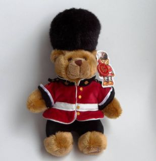 KEEL TOYS British Guardsman Plush Bear Red Uniform Bearskin Hat Flag 