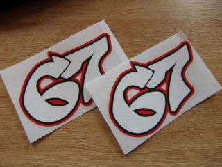 2x Large Shakey Byrne #67 stickers   110mm x 70mm decals   BSB SBK 