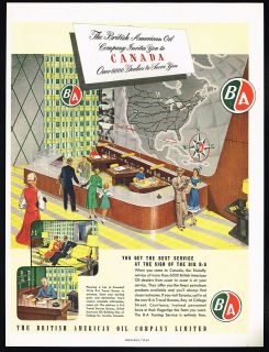 1952 BA Travel Bureau British American Oil Canada Vintage Print Ad
