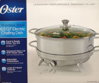 NEW Oster Stainless Steel 6.5 QT Electric Chafing Dish Buffet Food 