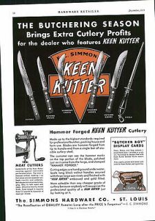   Simmons Hardware Keen Kutter Cutlery Hammer Forged Butchering Butcher