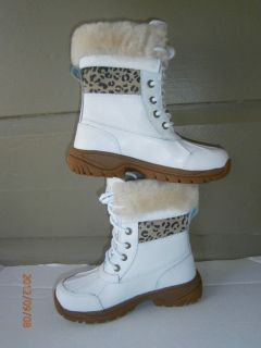   HIKING Winter Boots White Leopard Trim KIDS sz 13 Butte Adirondack