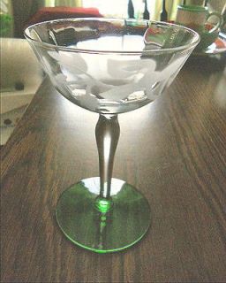 Glass Wine Champagne Cambridge? Etched Floral Green Base