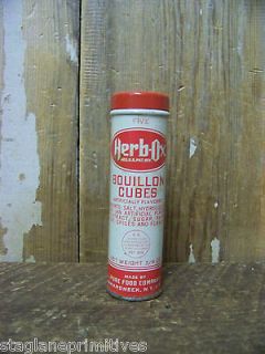 Vintage Old Herb Ox Bouillon Cubes Tin Can Tube 3 1/2 x 1 1 