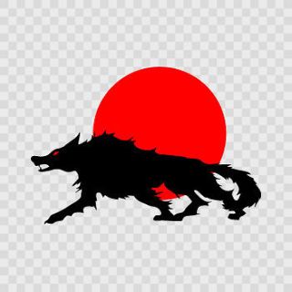 Decal Sticker Wolf Red full moon Black Red printed vinyl RS2X6