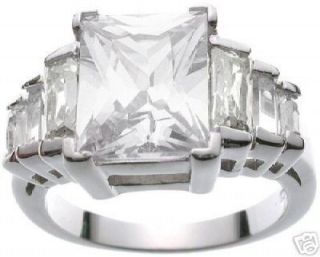18k WGP Royal Camilla Clear CZ Engagement Ring sz 6