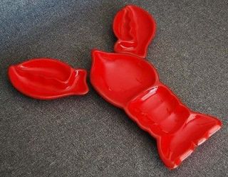 FABULOUS VINTAGE MADDOX OF CALIFORNIA POTTERY 3 PART RED LOBSTER 