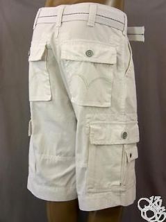 LEVIS JEANS White Squad Cargo Relaxed Fit Shorts Mens Pants W/ Belt 