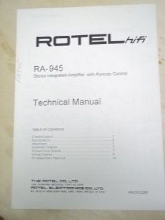 Rotel Service/Technical Manual~RA 945 Amplifier~Original