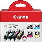 SEALED Genuine Cannon CLI 221 4 Color Pack Magenta/Cyan/Yellow/Black 