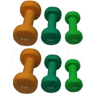 Hand Weight Neoprene Coated Dumbbell Sets 3, 5, 8 lbs PAIRS w Buy It 