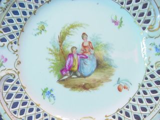 Carl Thieme Dresden Courting Couple Pierced Tazza Comport Germany c 