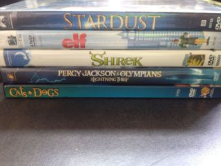Lot of 5 Children Movies DVDs Stardust, Elf, Shrek, Cats & Dogs 
