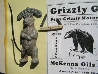 1930s GRIZZLY GAS McKenna Oils Saskatoon Sask bear Invoice holder 3 D 