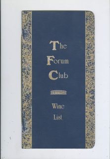 c1984? Los Angeles Forum Club Restaurant Wine List