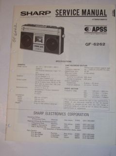 Sharp Service Manual~GF 6262 Boombox Cassette Radio