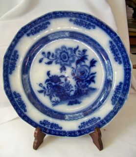 1800s Flow Blue Canton Plate by John Maddock / English / Oriental 
