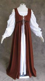 Renaissance Ren Faire Medieval Gown Dress and Chemise LOTR SCA Costume 