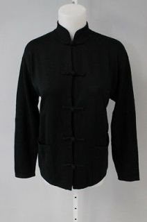 SHANGHAI TANG Black Button Down Cardigan Sweater Sz P