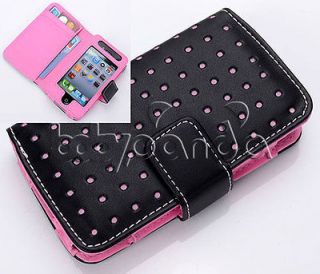 Leather Case Cover Pouch Hot Xmas For Apple Iphone 4 4G 4S Wallet Pink 