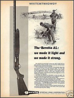 1971 Garcia BERETTA AL (AL 1 & AL 2) SHOTGUN AD w/ Bird Dog & Hunters