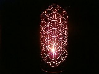 FLOWER OF LIFE Handmade Punched Copper Tea Light Candle Holder 