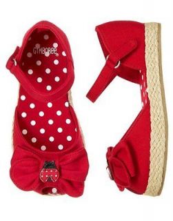 GYMBOREE Infant Girl Size 3 Polka Dot Ladybug Red Espadrille Sandals 