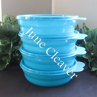   New 4 Wonder Cereal Bowl BOWLS Set BLUE Seal Storage Container RARE