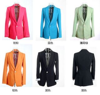 HOT New Candy Color Basic Slim Foldable Suit Jacket Blazer XS S M 