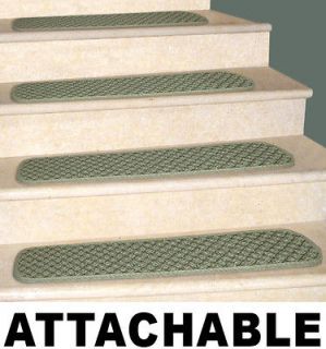 Set of 15 ATTACHABLE Carpet Stair Treads 8x22 SAGEBRUSH GREEN runner 