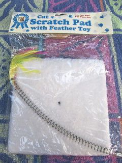 NeW~ Small Cat Scratch Pad With Feather Toy + Xtra Surprise for Kitty 