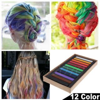 12 Color High Quality Hair Chalk Non toxic Temporary Salon Kit Pastel 