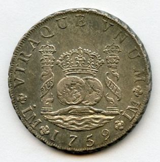 1759 LM PERU Kg.CHARLES III SPANISH AMERIC​A 8 REALES PILLAR DOLLAR 