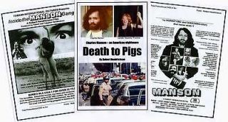 Charles MANSON DVDs + New book DEATH TO PIGS with intimate Manson 