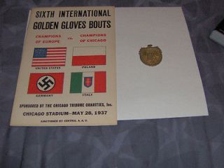 1937 GOLDEN GLOVES PROGRAM & 1937 GOLDEN GLOVES MEDEL