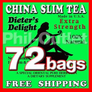 China Slim Tea Dieters Delight 72 Tea Bags 6.34 oz   