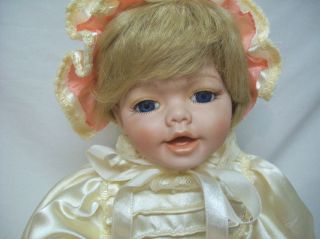 Victorian 18 Porcelain/Cloth Girl Baby Doll In Long Satin Christening 