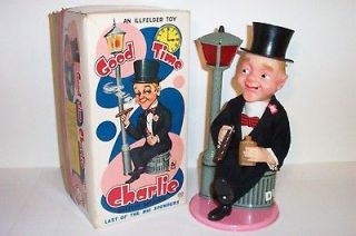 MINT 1960s BATTERY OPERATED GOOD TIME CHARLIE TIN LITHO BARTENDER BAR 