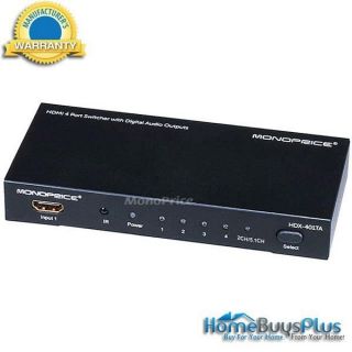 4X1 HDMI 1.3b Certified Switcher w/ Toslink & Digital Coaxial Port 