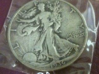 1936, Walking Liberty Half Dollar   Philadelphia Mint   2 Coins