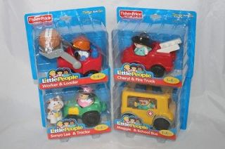   PRICE LITTLE PEOPLE LOT TRACTOR FIRE TRUCK BUS LOADER CHERYL MAGGIE