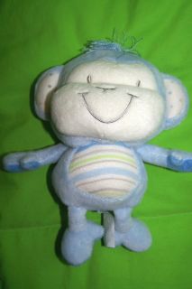 The Childrens Place Blue MONKEY Striped Tummy 7 Plush Stuffed Rattle 