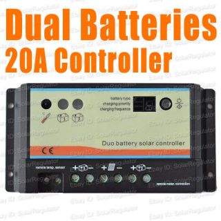 20A dual batteries charge controller regulator for duo battery RVs 