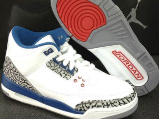 New AIR Jordan 3 Retro 2011 (GS) White/True Blue 398614 104 Size 3.5 7