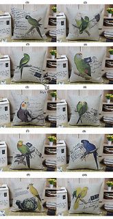 Animal Print postal Stamp Parrot pattern sofa cushion cover linen 