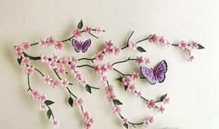 Cherry Blossom Flower Butterfly Pink Metal Wall Art 3D Wall Hanging