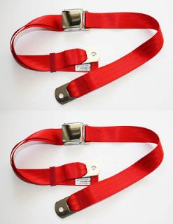 NEW Sunbeam Tiger Bright RED Seat Belts Set of 2 Chrome Buckle Pair 