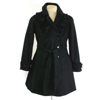 Womens Double Breasted Trench Coat P Coat Long Belted Jacket Good Fit 