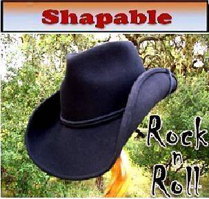   Hats Wool Shapeable ROCK n ROLL Western Cowboy Hat Chin Strap Black